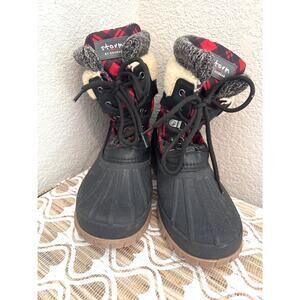 Storm by Cougar Black and Red Plaid WaterProof Snow/Rain Boots Size 9M